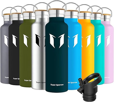Super Sparrow Botella Agua Acero Inoxidable - Botella Agua Niños - 350ml/500ml/620ml/750ml/1L - Botella Termica Boca Estándar - Sin BPA, para Niños & Adultos, Deporte, Oficina, Yoga, Ciclismo